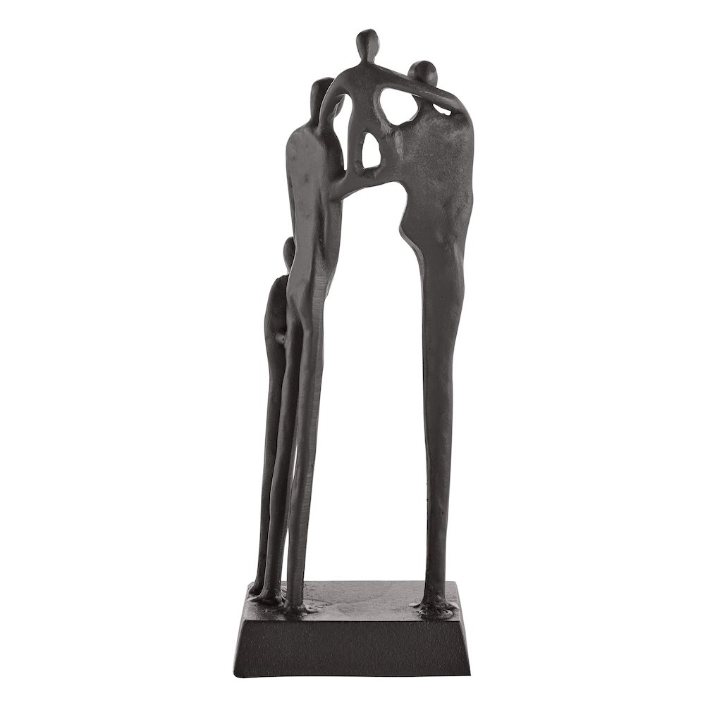 Brown Cast Iron Abstract Family of Four Together Sculpture. Picture 9