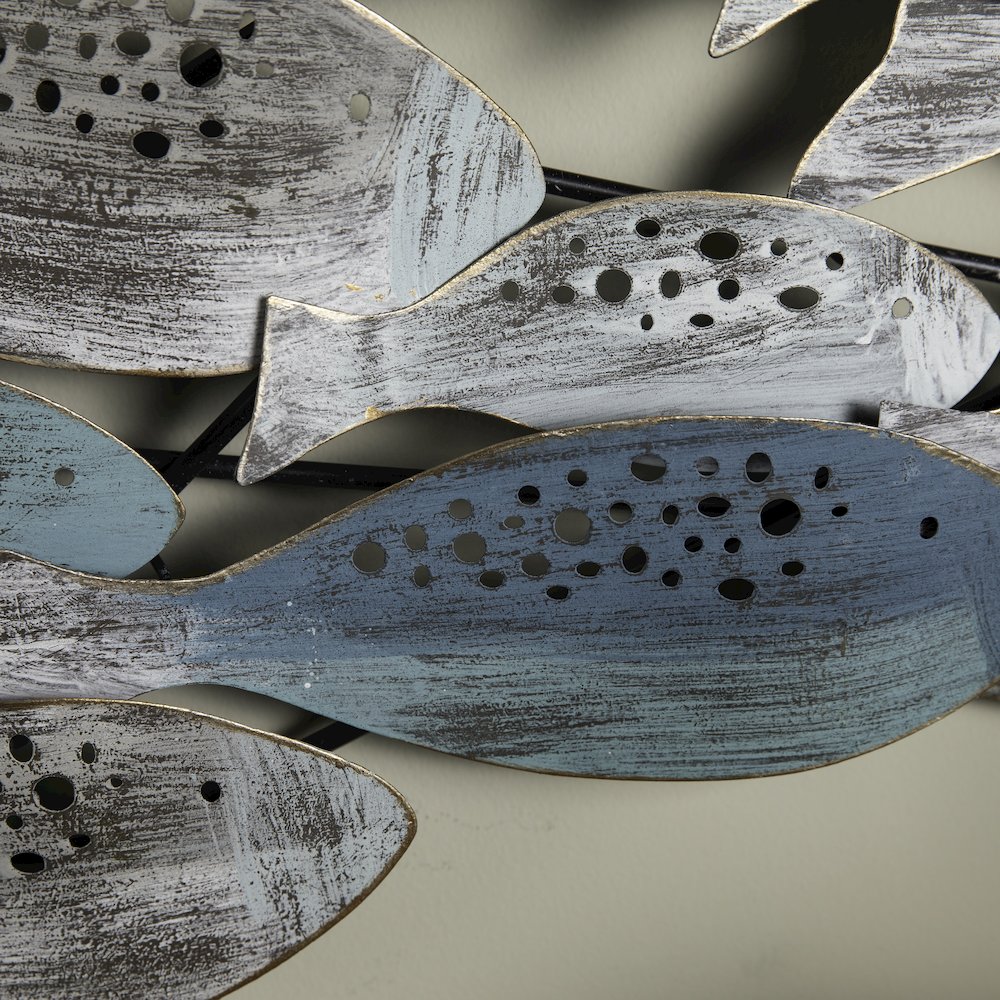 School of Fish Nautical Coastal Modern Metal Wall Art. Picture 6
