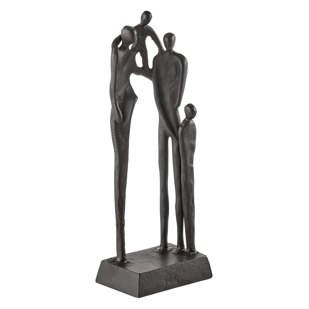 Brown Cast Iron Abstract Family of Four Together Sculpture. Picture 7