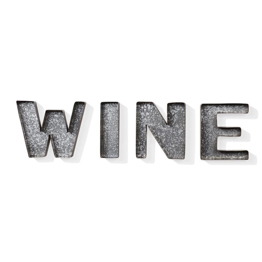 Wall Mount "WINE" Letter Set Cork Holder - Galvanized Sheet Metal. Picture 3
