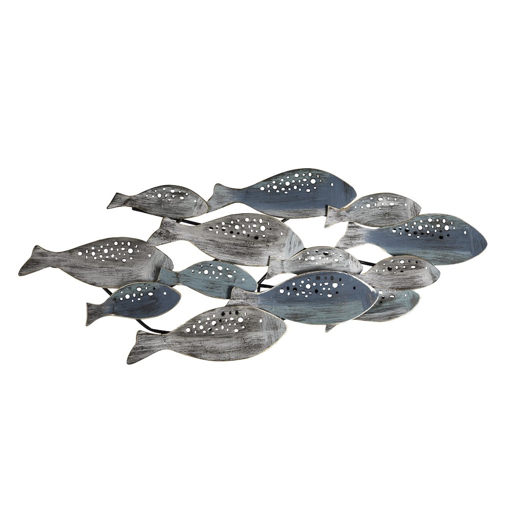 School of Fish Nautical Coastal Modern Metal Wall Art. Picture 1
