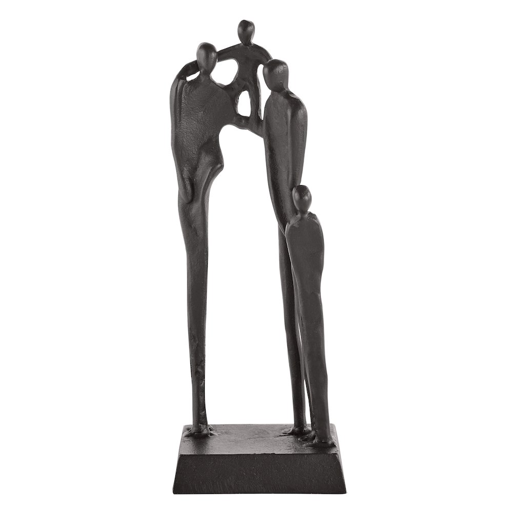Brown Cast Iron Abstract Family of Four Together Sculpture. Picture 1