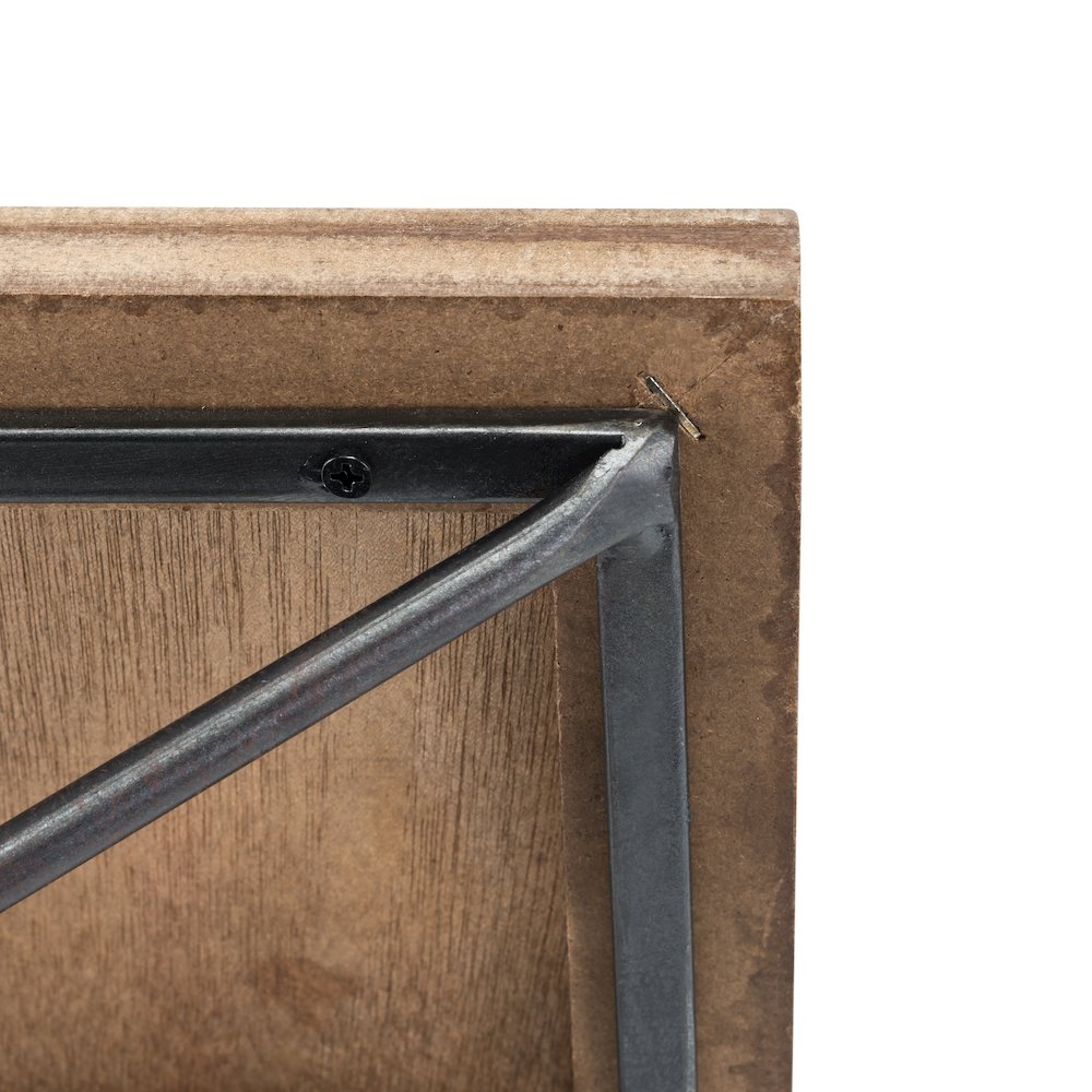 Rustic Wall Mount Pine Wood Shelf with Diamond-Shaped Iron Bracket. Picture 5