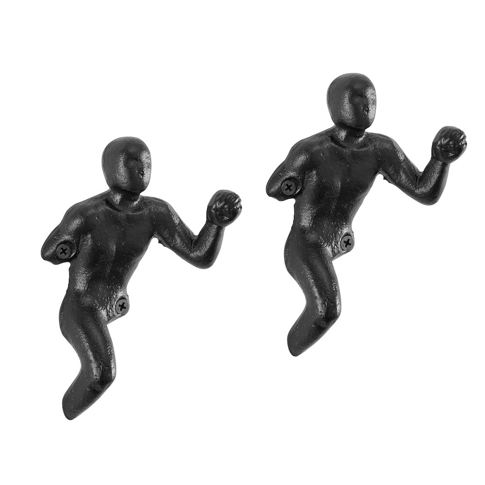 Protruding "Fist Man" Cast Iron Decorative Black Wall Hook (Set of 2). Picture 1