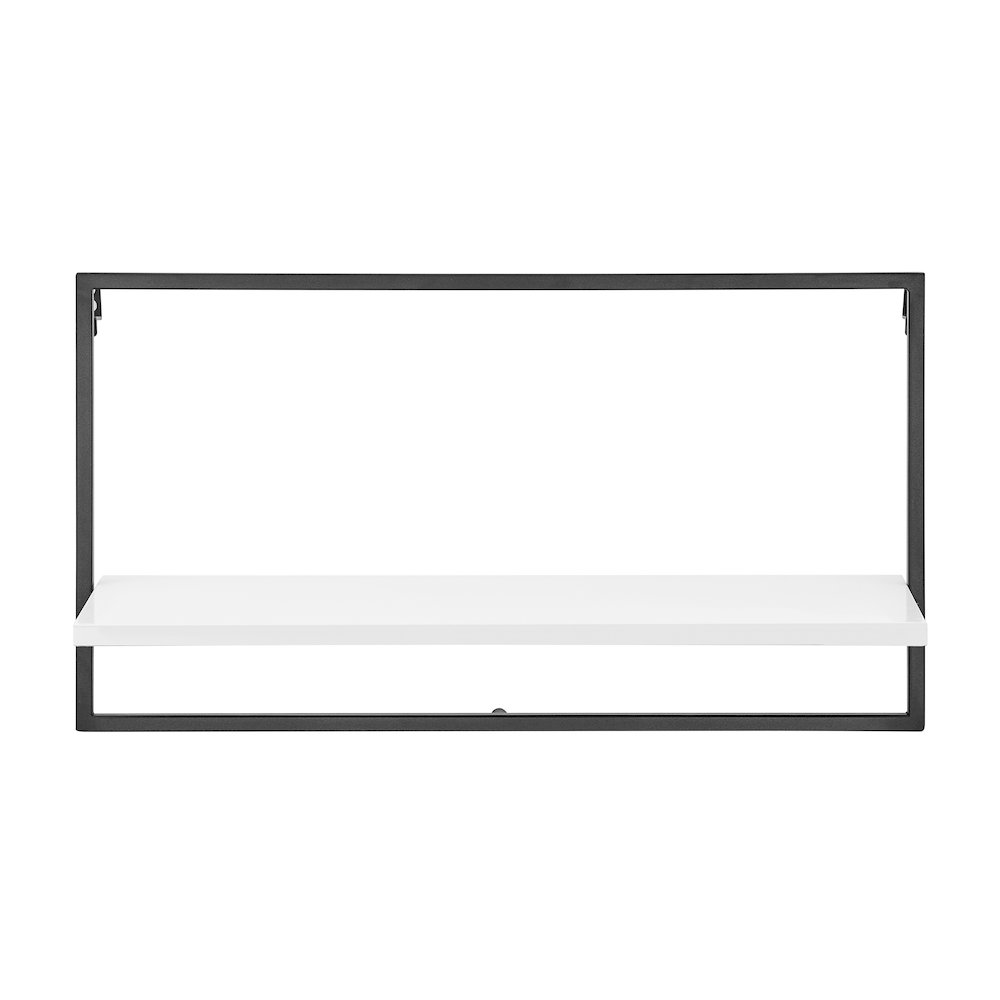 Framed Wall Art 4-Piece Modern Shelf Set - Black Metal Frame White MDF Shelves. Picture 11