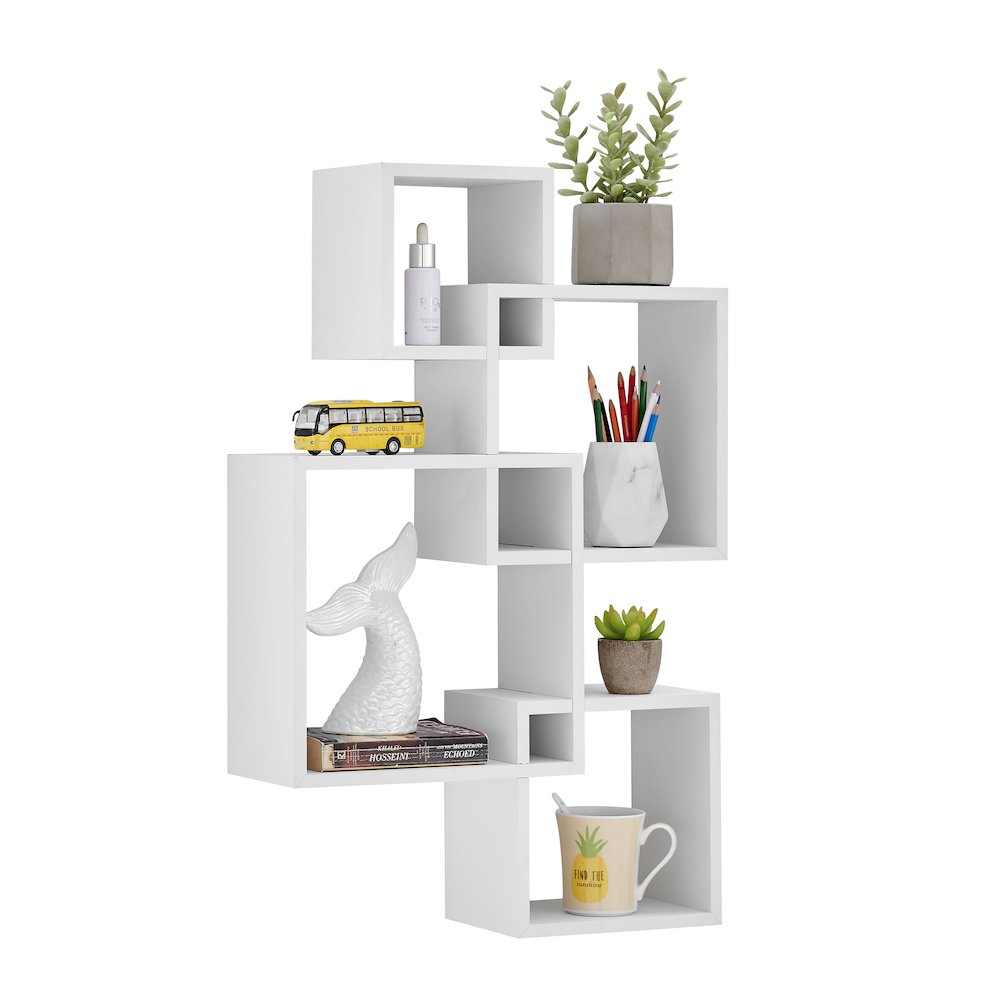 Blocchetto Intersecting Cubes Wall Shelf - Horizontal/Vertical - White. Picture 13