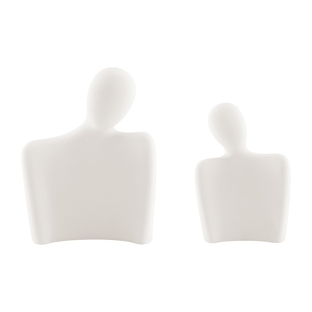 Hans Cream Abstract Nesting Two Piece Couple Matte Ceramic Sculpture Figure Set. Picture 8