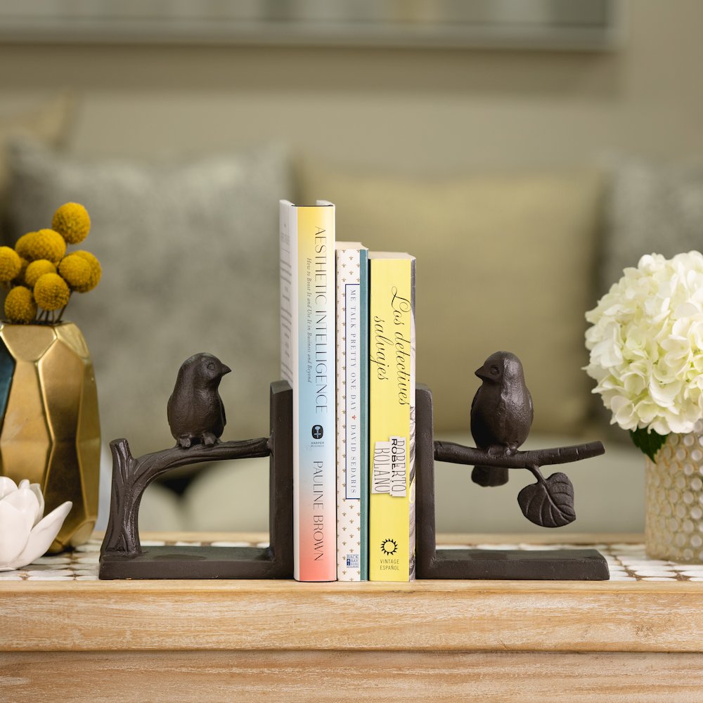 Birds on Branch Cast Iron Bookend Set. Picture 3