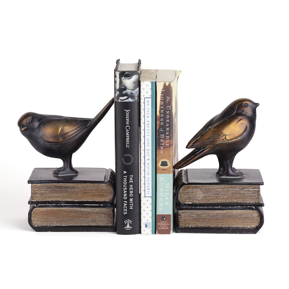 Birds on Books Bookend Set. Picture 1