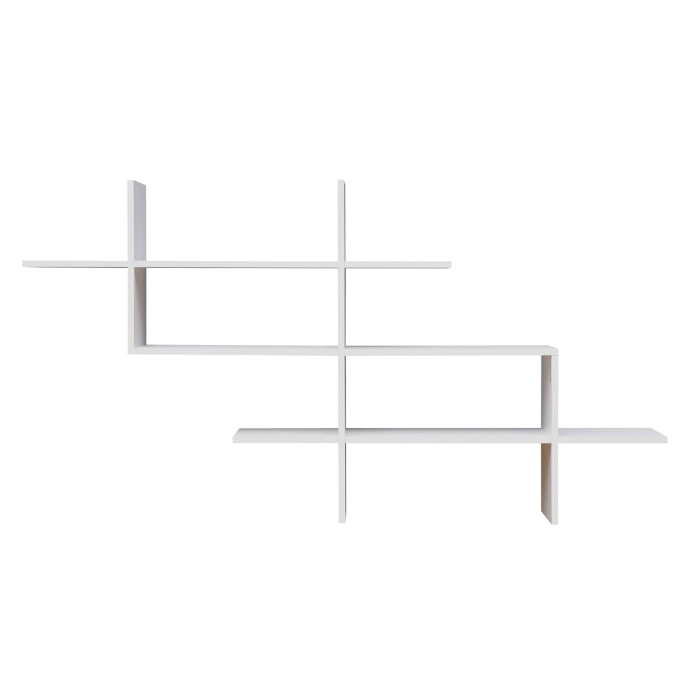 3-Tier Hanging Wall Mount Floating Ladder Asymmetrical Accent Shelf – White. Picture 6