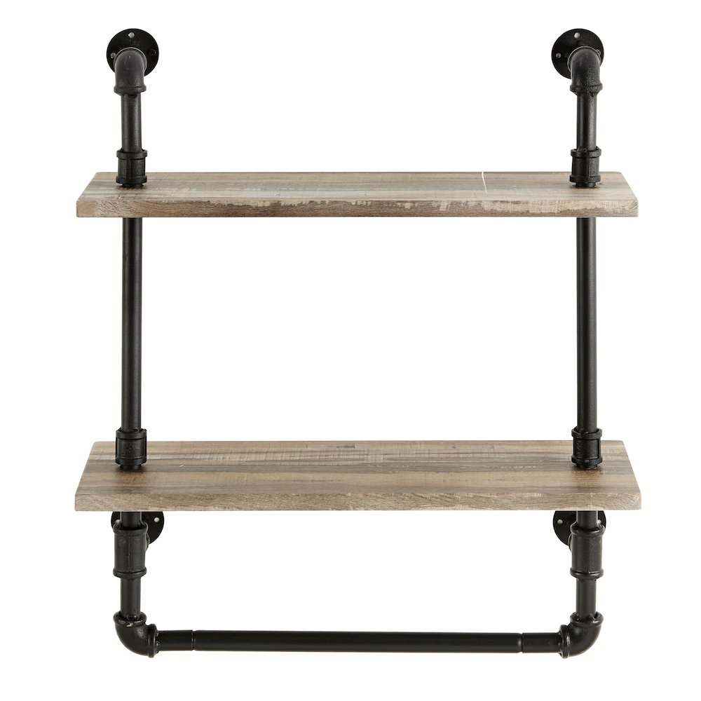 Olivia Double Shelf Unit with Towel Rod. Picture 1