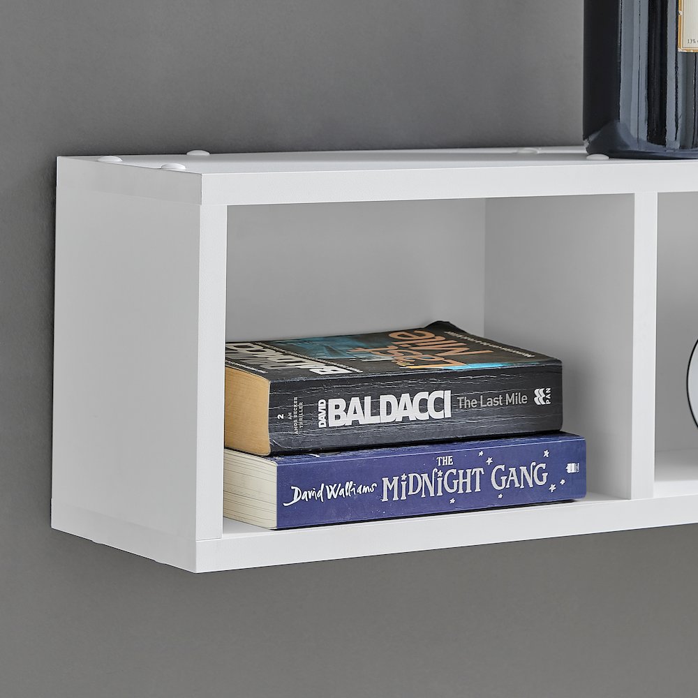Bauhaus Floating Geometric Cubby Wall Shelves - Set of 3 Sizes - White. Picture 8