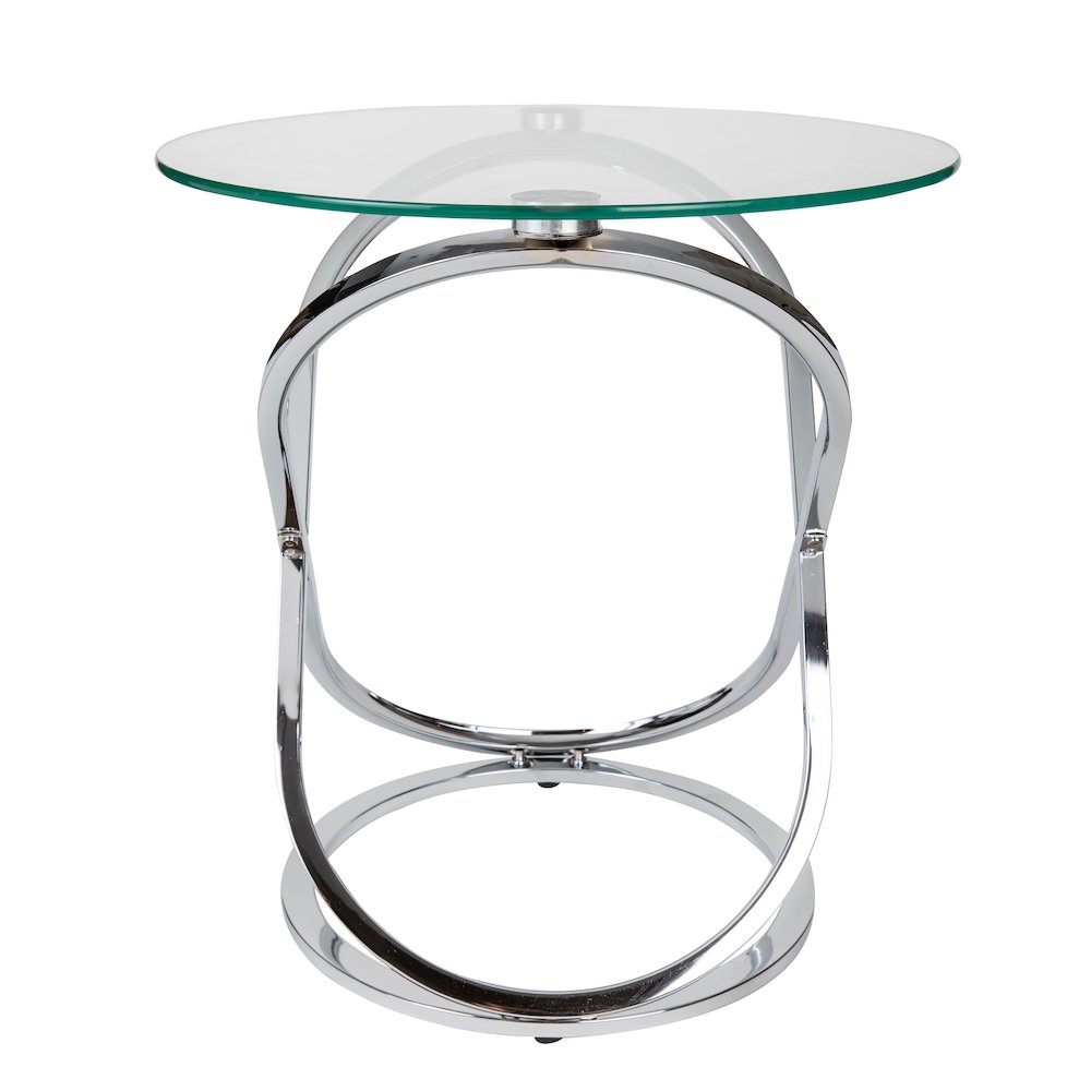 Galaxy Chrome and Tempered Glass Round End Table. Picture 10