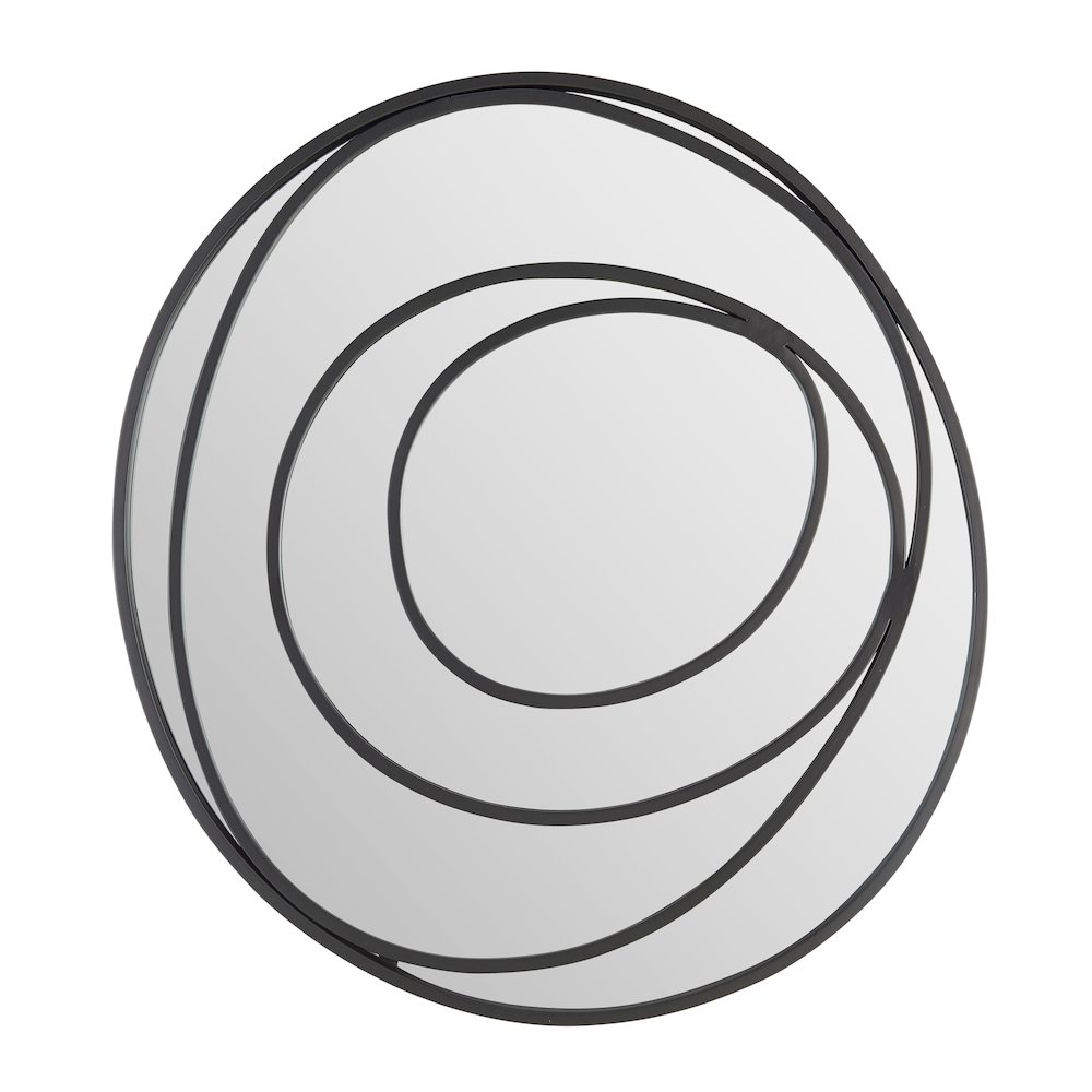 Sonya 25.5-inch Contemporary Continuous Circles Wall Mirror with Black Iron. Picture 1