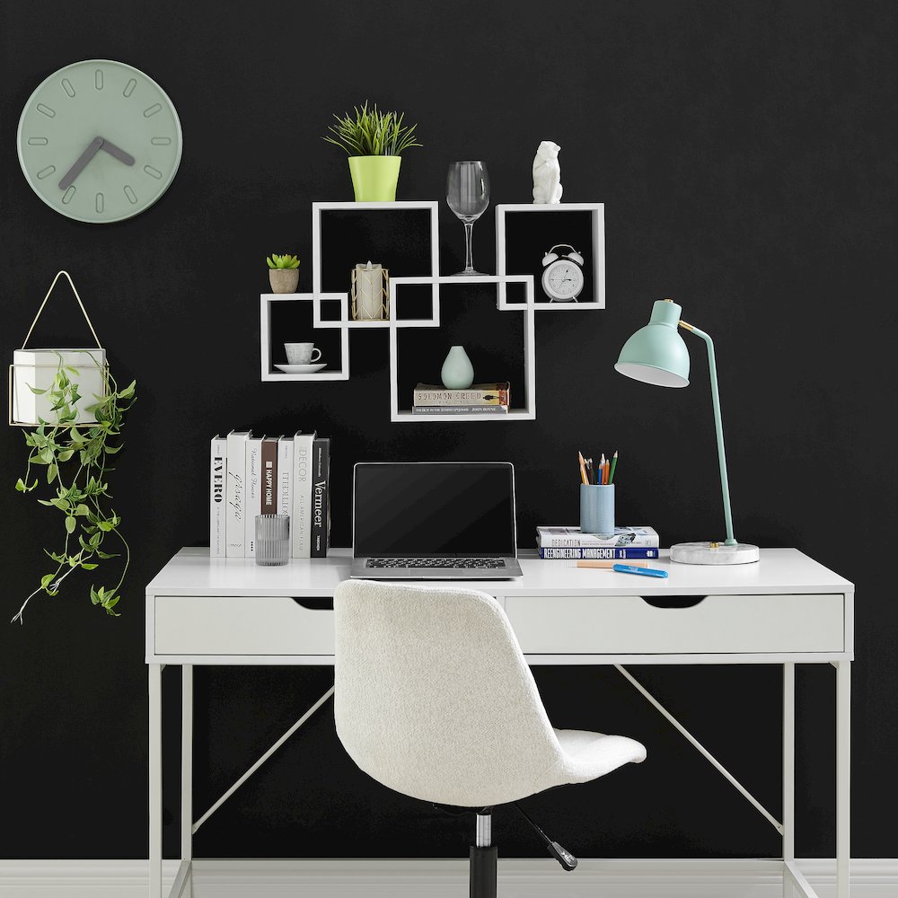 Blocchetto Intersecting Cubes Wall Shelf - Horizontal/Vertical - White. Picture 6