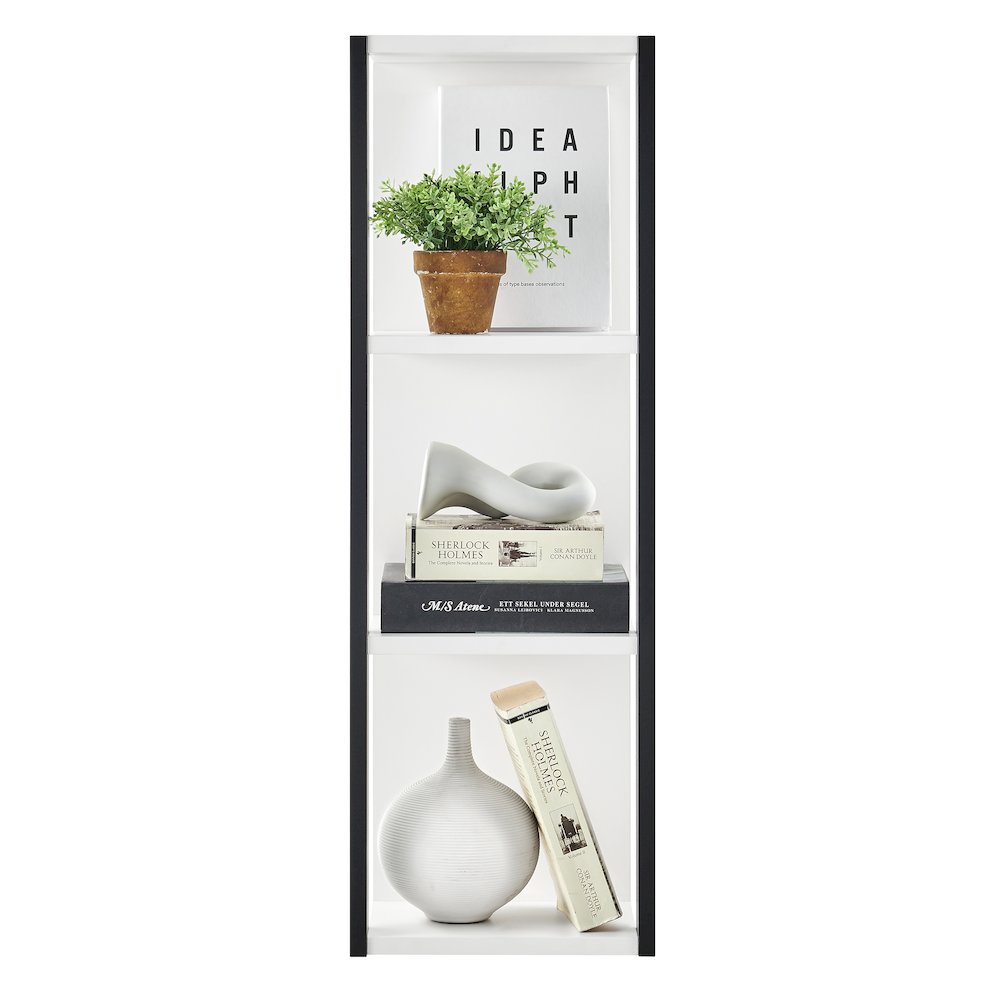 Recife Vertical 3-Tier Modern Shadow Box Cube Display Wall Shelf - White/Black. Picture 13