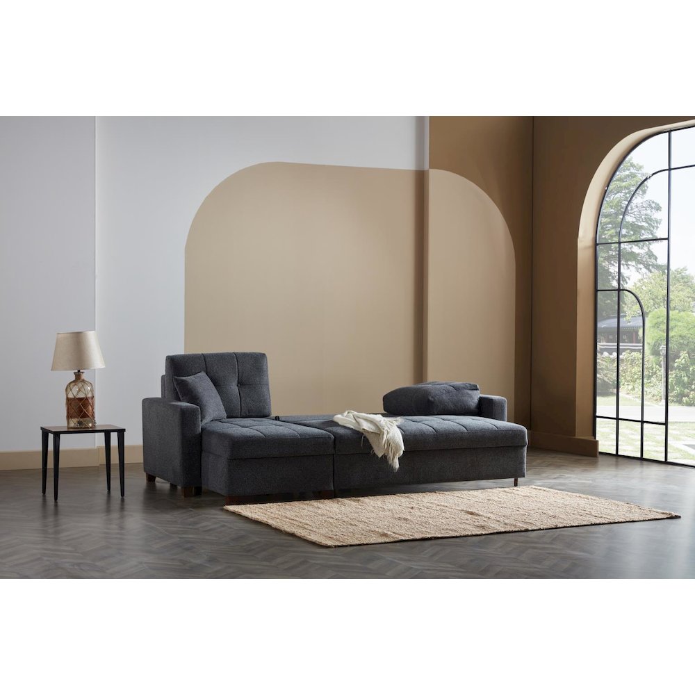 Mocca Reversible Queen Sleeper Sectional Sofa with Pull-Out Bed & Storage. Picture 3