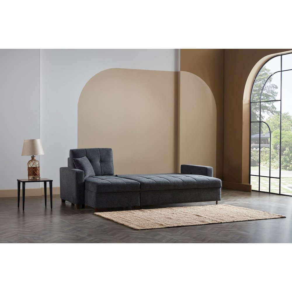 Mocca Reversible Queen Sleeper Sectional Sofa with Pull-Out Bed & Storage. Picture 2