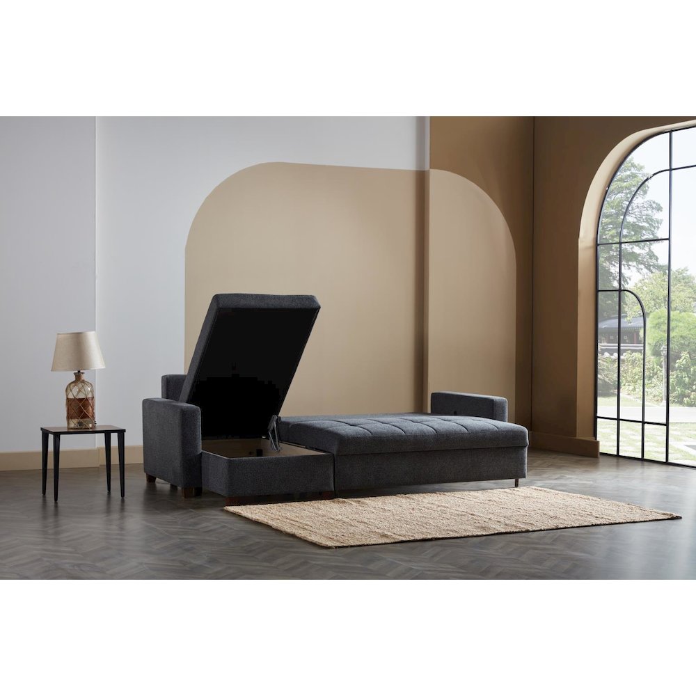 Mocca Reversible Queen Sleeper Sectional Sofa with Pull-Out Bed & Storage. Picture 6