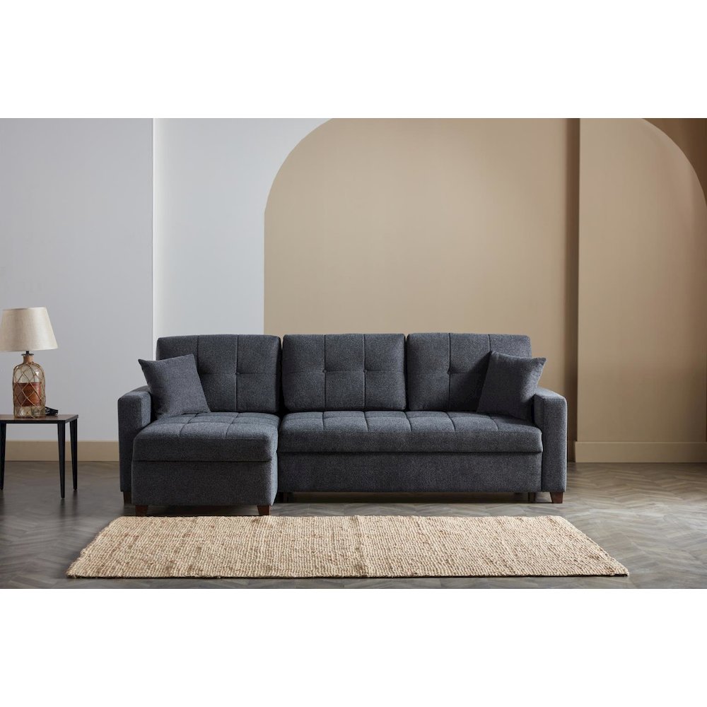 Mocca Reversible Queen Sleeper Sectional Sofa with Pull-Out Bed & Storage. Picture 5