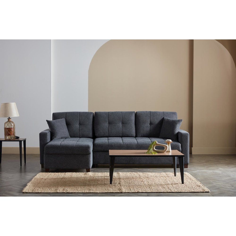 Mocca Reversible Queen Sleeper Sectional Sofa with Pull-Out Bed & Storage. Picture 1