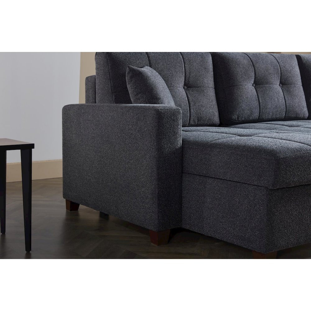 Mocca Reversible Queen Sleeper Sectional Sofa with Pull-Out Bed & Storage. Picture 4