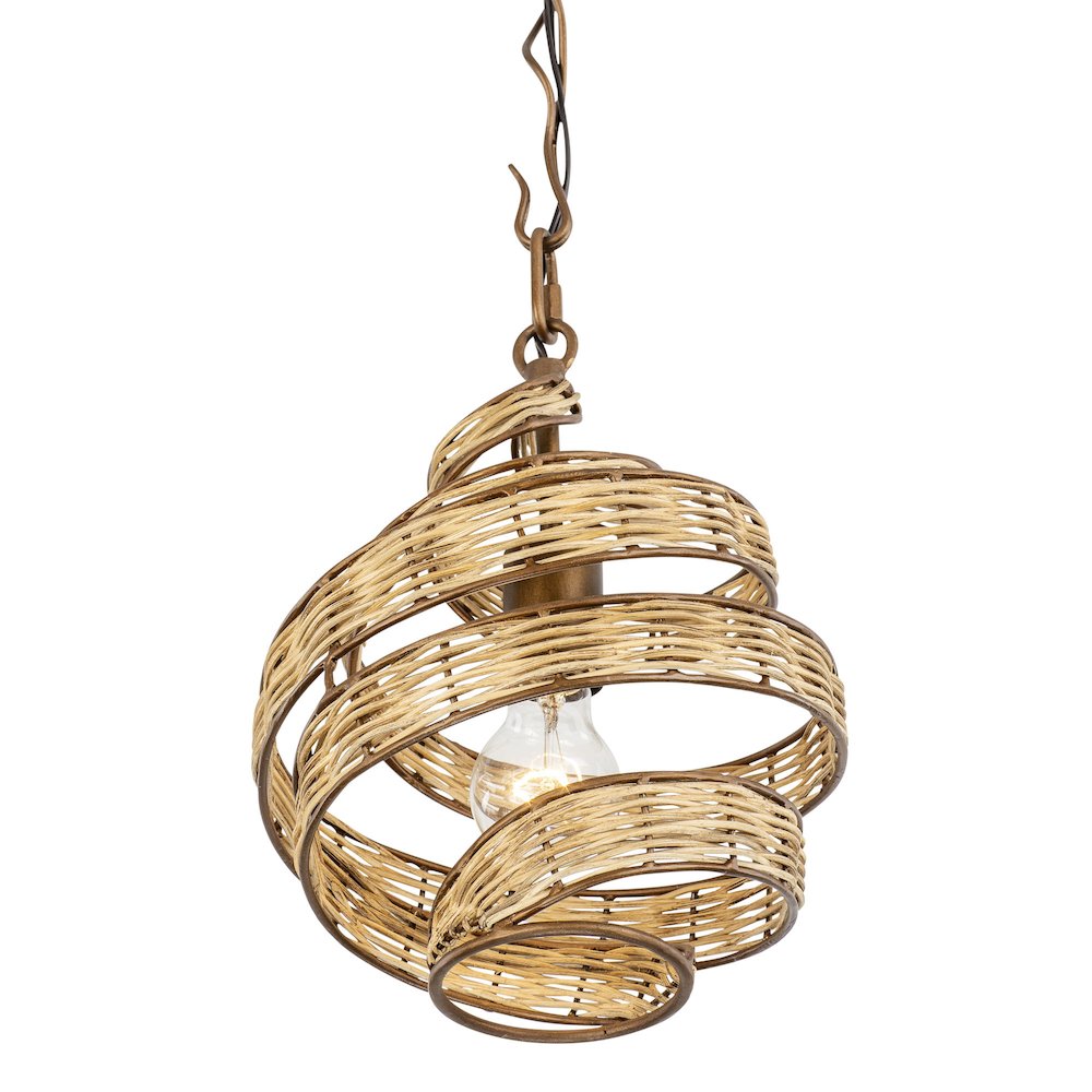 Flow 1-Lt Twist Pendant - Baguette/Natural Rattan. Picture 2