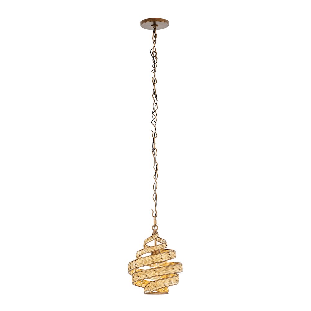 Flow 1-Lt Twist Pendant - Baguette/Natural Rattan. Picture 5