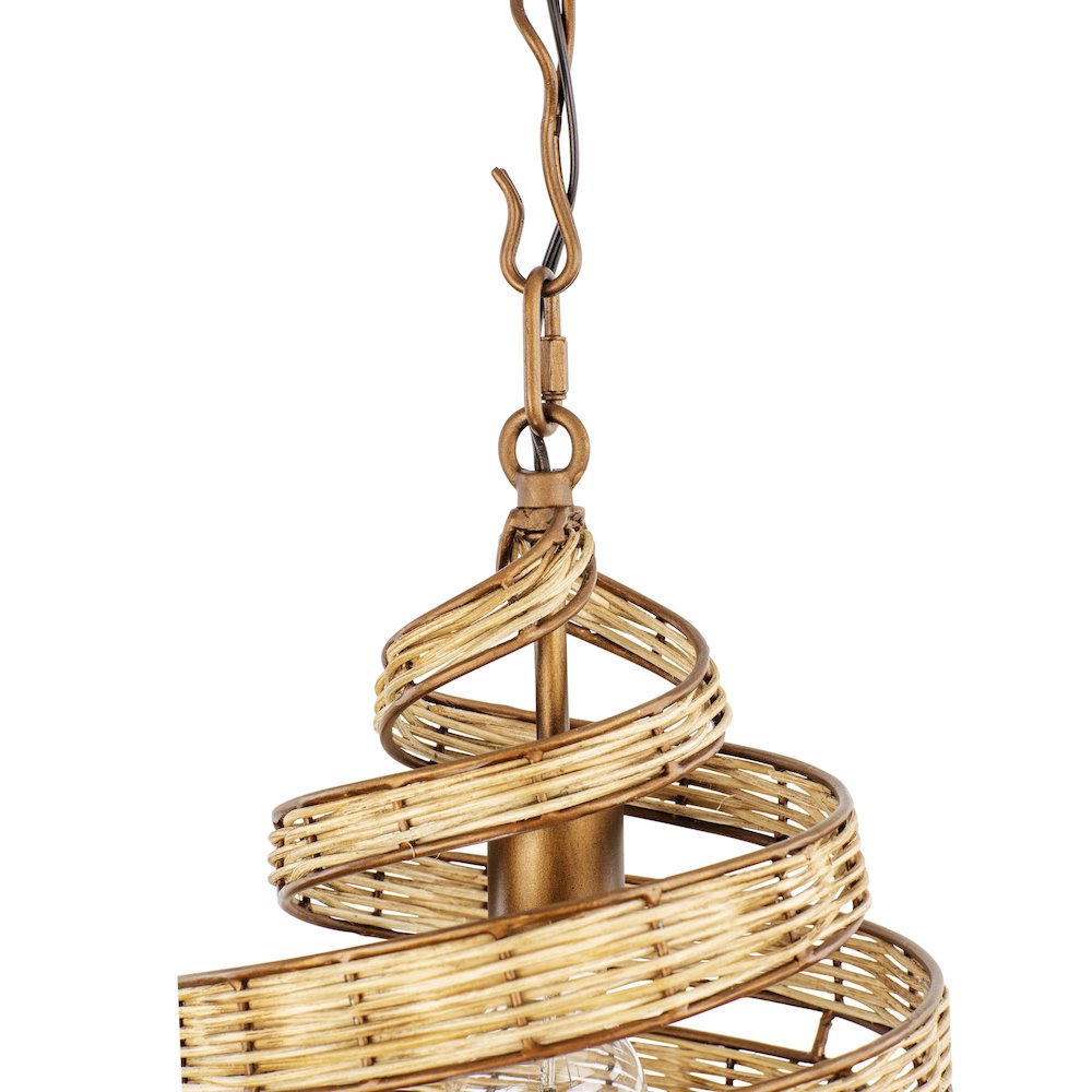 Flow 1-Lt Twist Pendant - Baguette/Natural Rattan. Picture 6