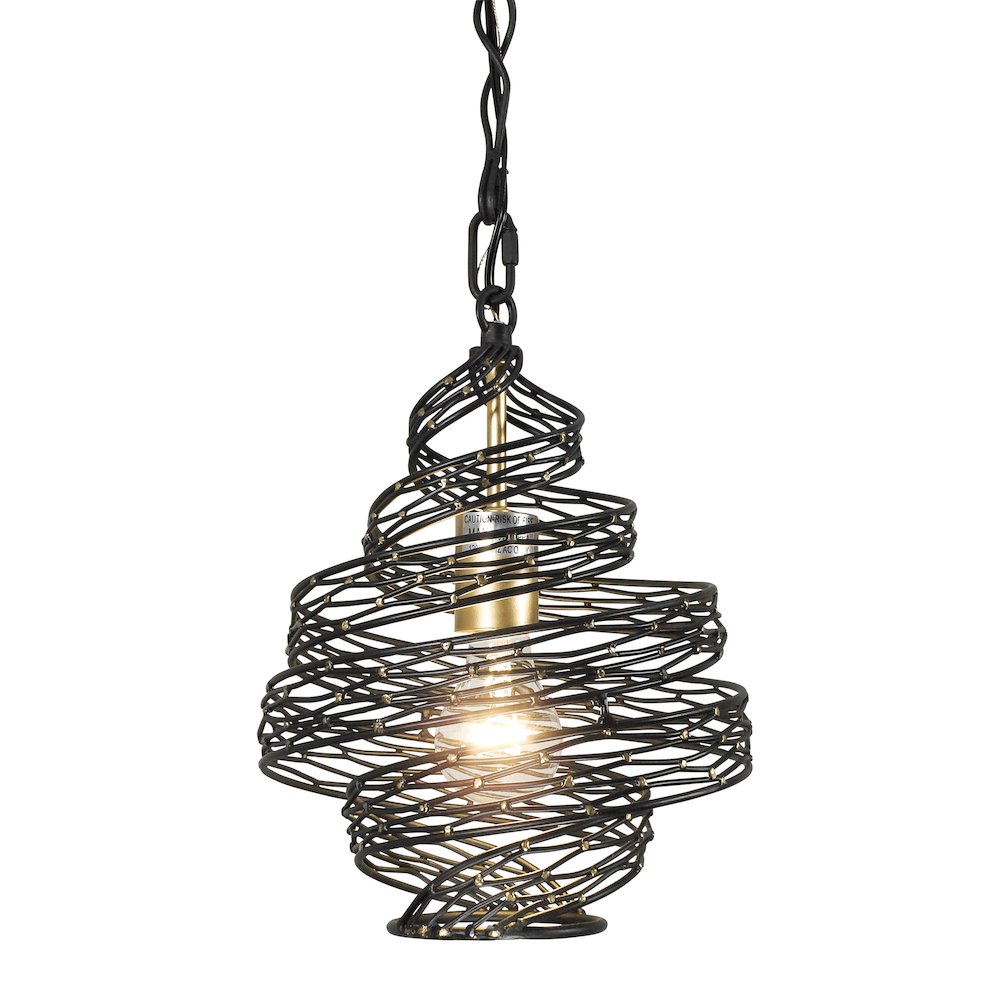 Flow 1-Lt Twist Mini Pendant - Matte Black/French Gold. Picture 1