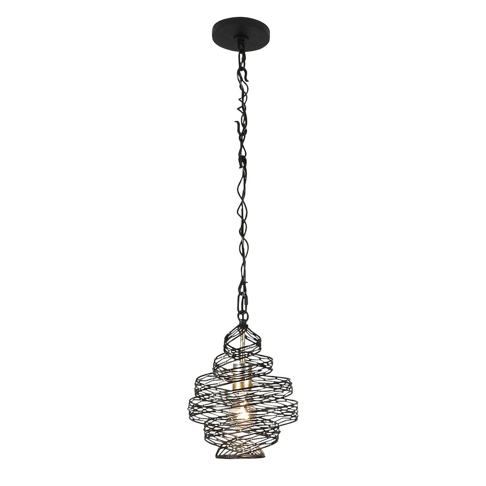 Flow 1-Lt Twist Mini Pendant - Matte Black/French Gold. Picture 2