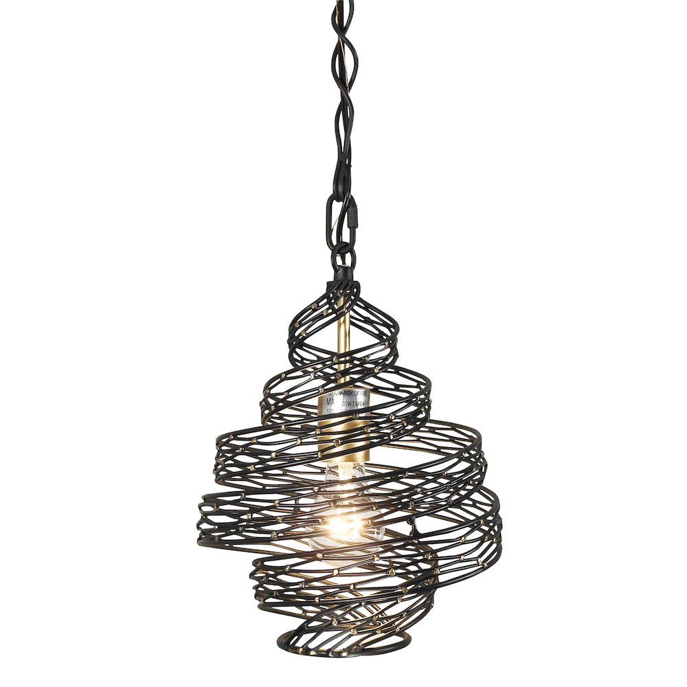 Flow 1-Lt Twist Mini Pendant - Matte Black/French Gold. Picture 3