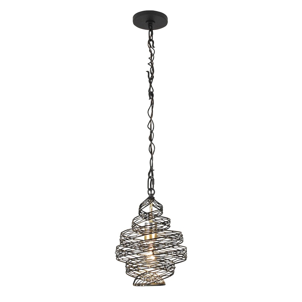 Flow 1-Lt Twist Mini Pendant - Matte Black/French Gold. Picture 4