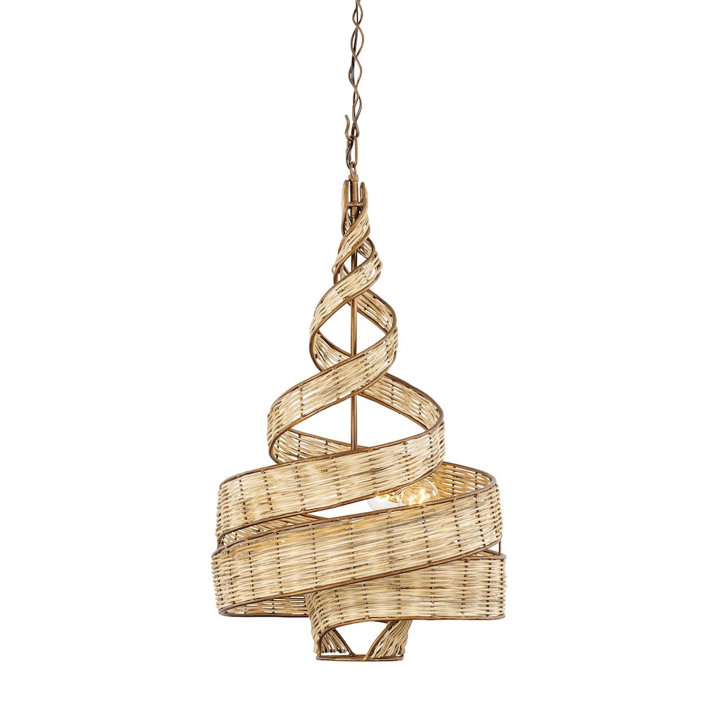 Flow 3-Lt Twist Pendant - Baguette/Natural Rattan. Picture 1