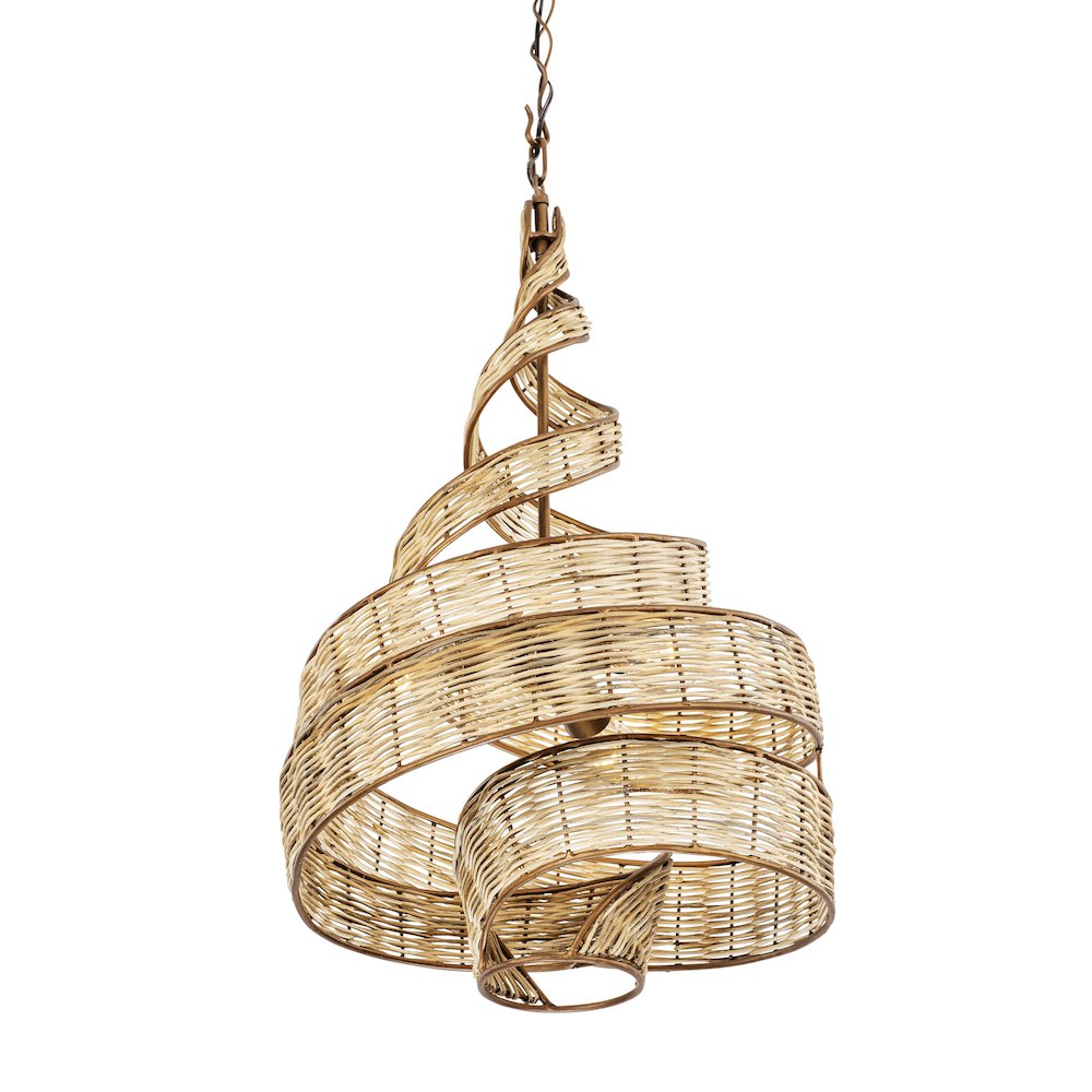 Flow 3-Lt Twist Pendant - Baguette/Natural Rattan. Picture 2