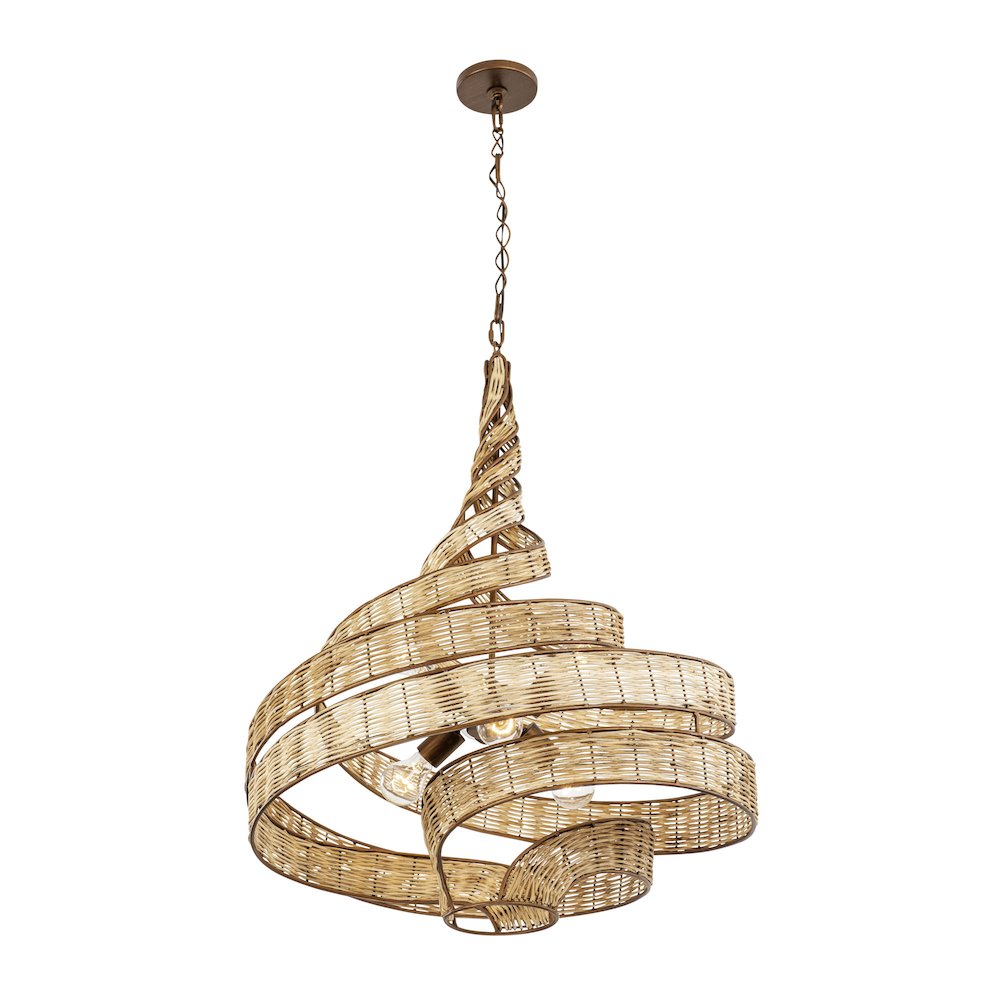Flow 6-Lt Twist Pendant - Baguette/Natural Rattan. Picture 2