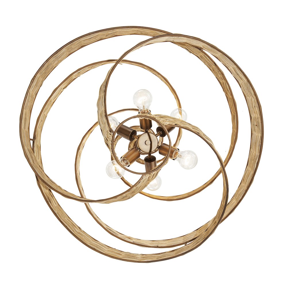 Flow 6-Lt Twist Pendant - Baguette/Natural Rattan. Picture 3
