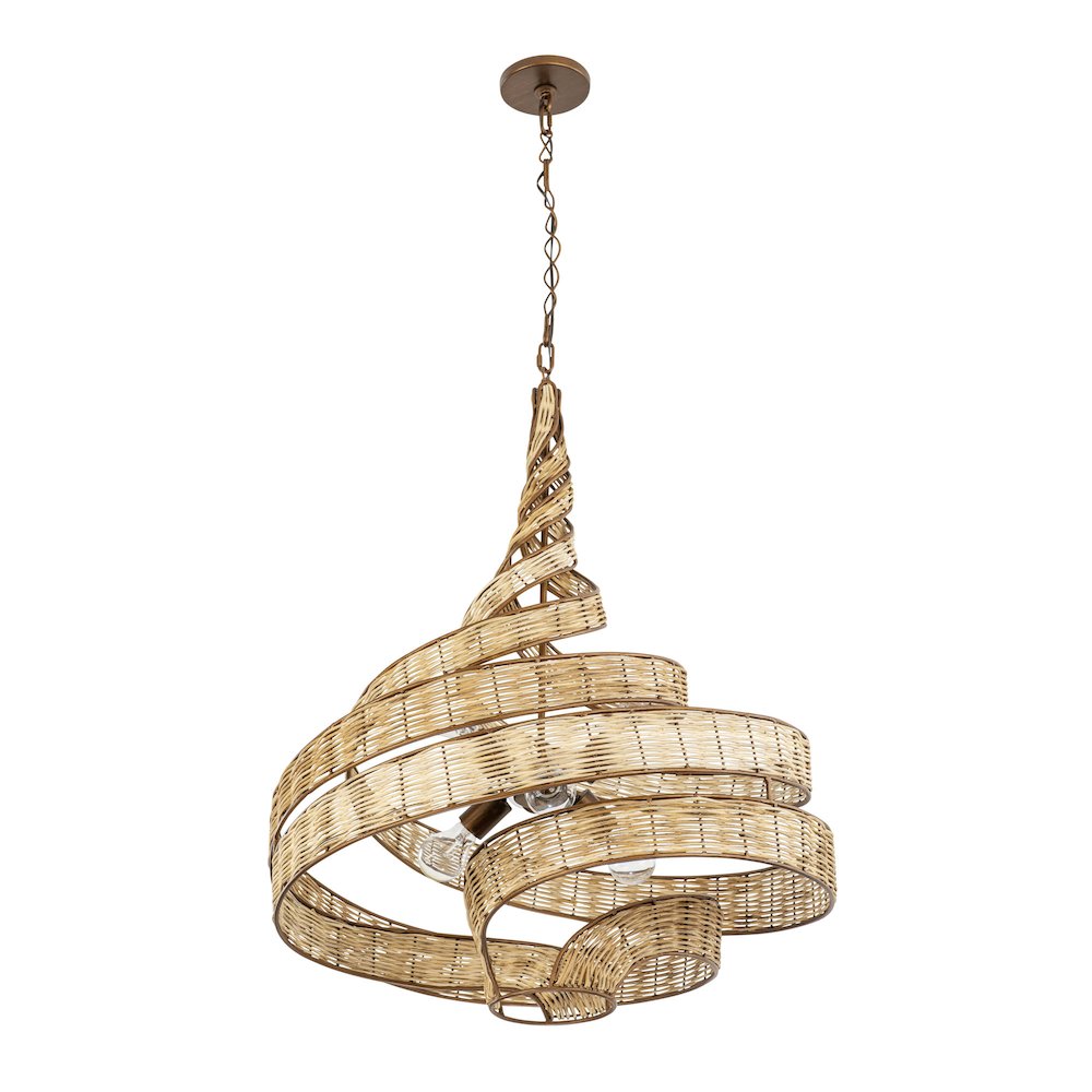 Flow 6-Lt Twist Pendant - Baguette/Natural Rattan. Picture 4