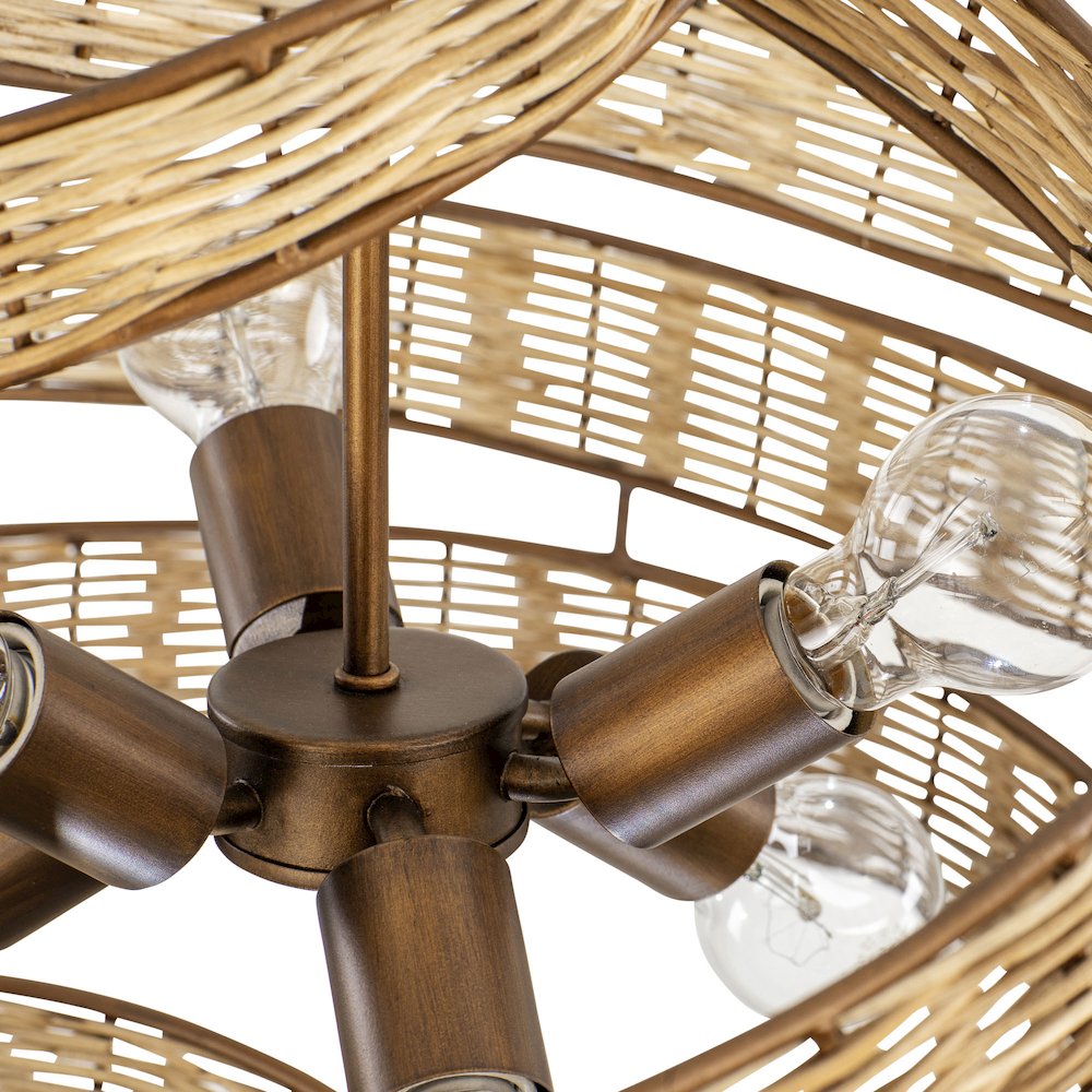 Flow 6-Lt Twist Pendant - Baguette/Natural Rattan. Picture 8