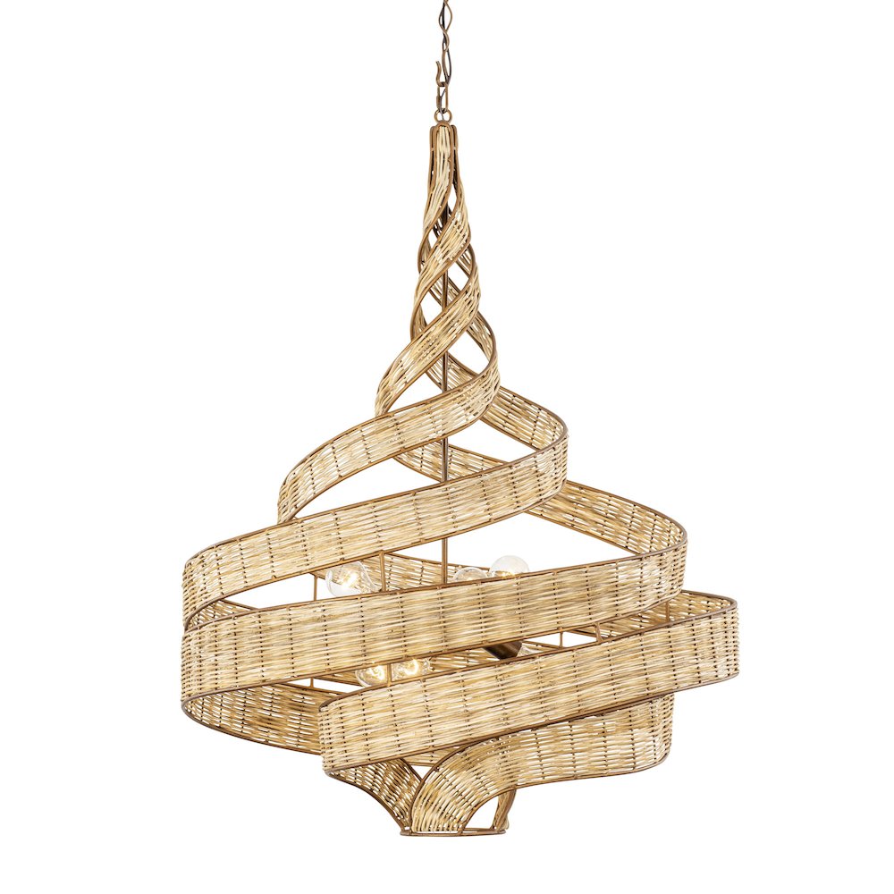 Flow 6-Lt Large Twist Pendant - Baguette/Natural Rattan. Picture 1