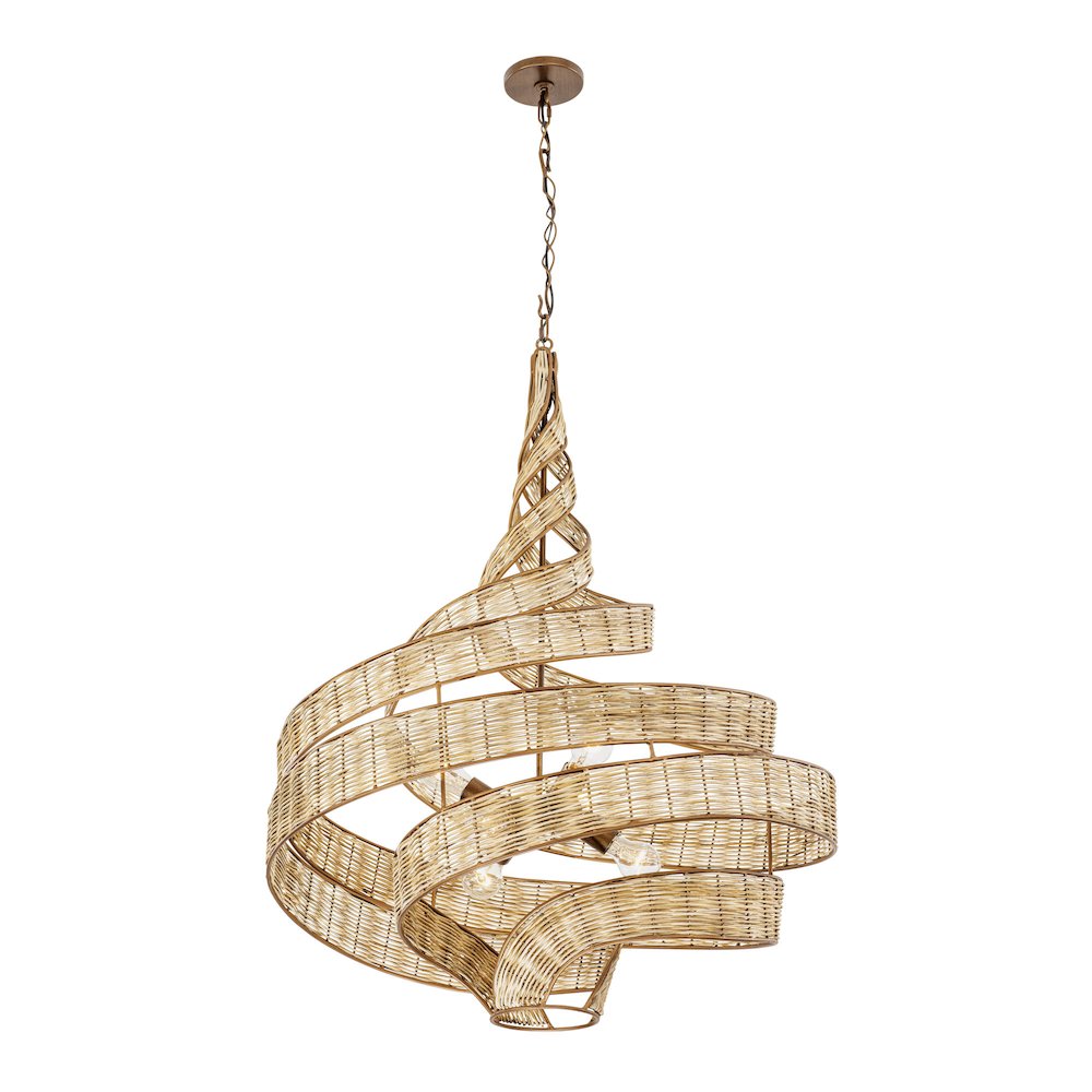 Flow 6-Lt Large Twist Pendant - Baguette/Natural Rattan. Picture 2