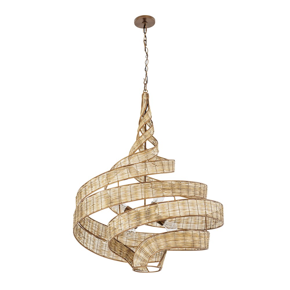 Flow 6-Lt Large Twist Pendant - Baguette/Natural Rattan. Picture 4
