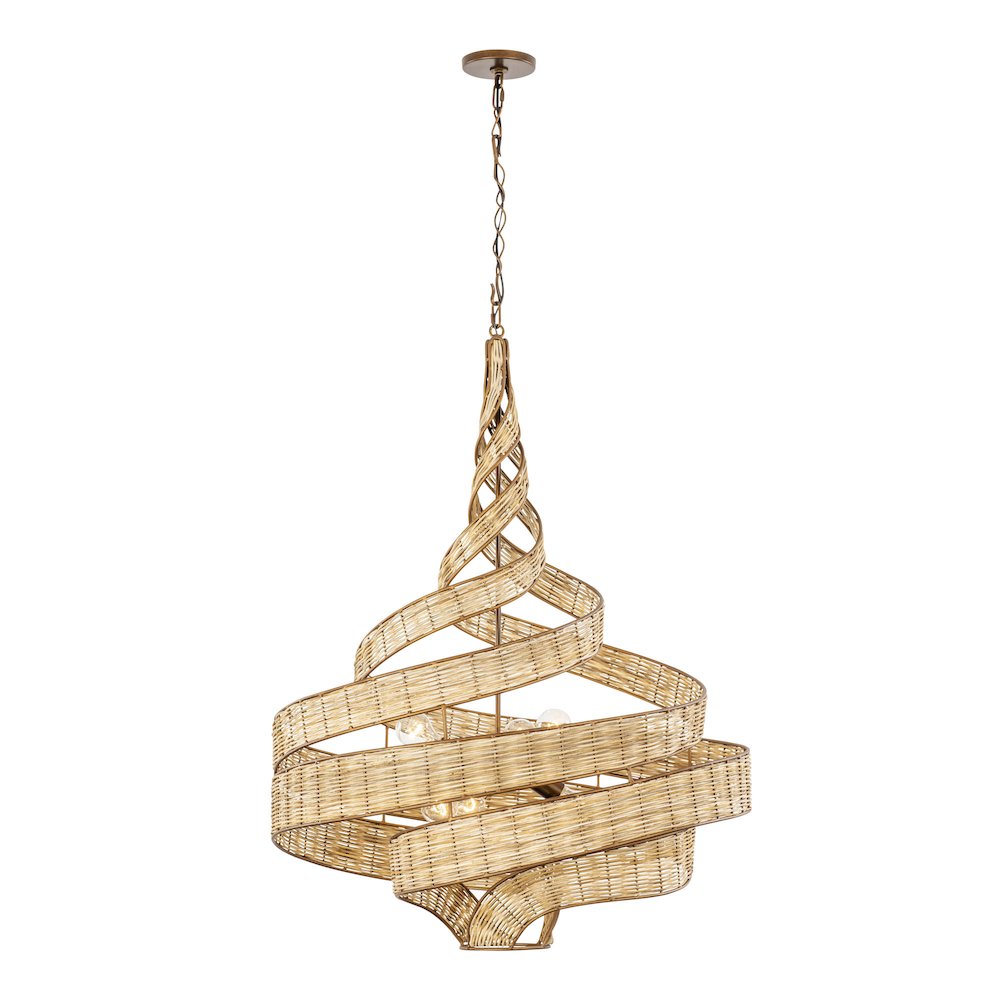 Flow 6-Lt Large Twist Pendant - Baguette/Natural Rattan. Picture 5
