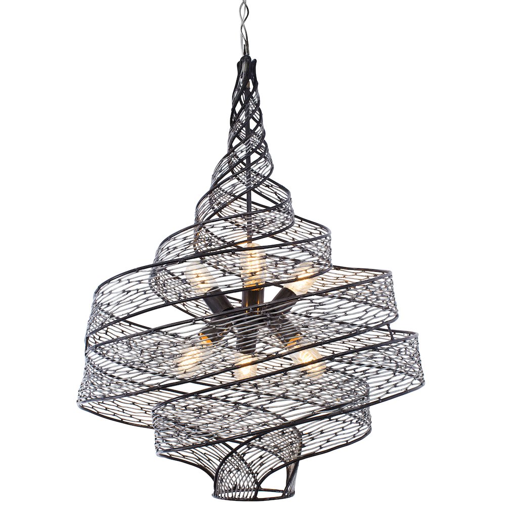 Flow 6-Lt Twist Pendant - Steel. Picture 1