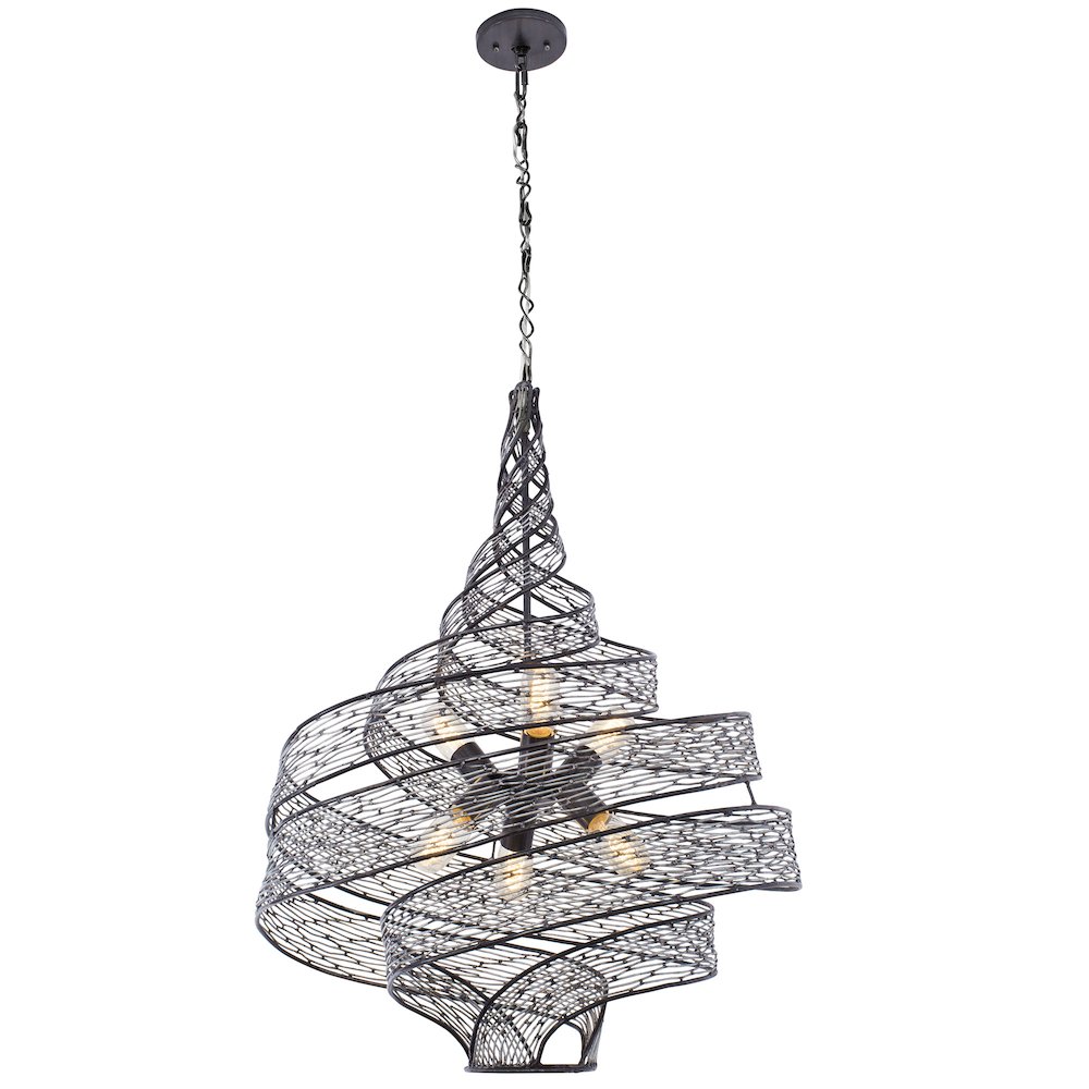 Flow 6-Lt Twist Pendant - Steel. Picture 3