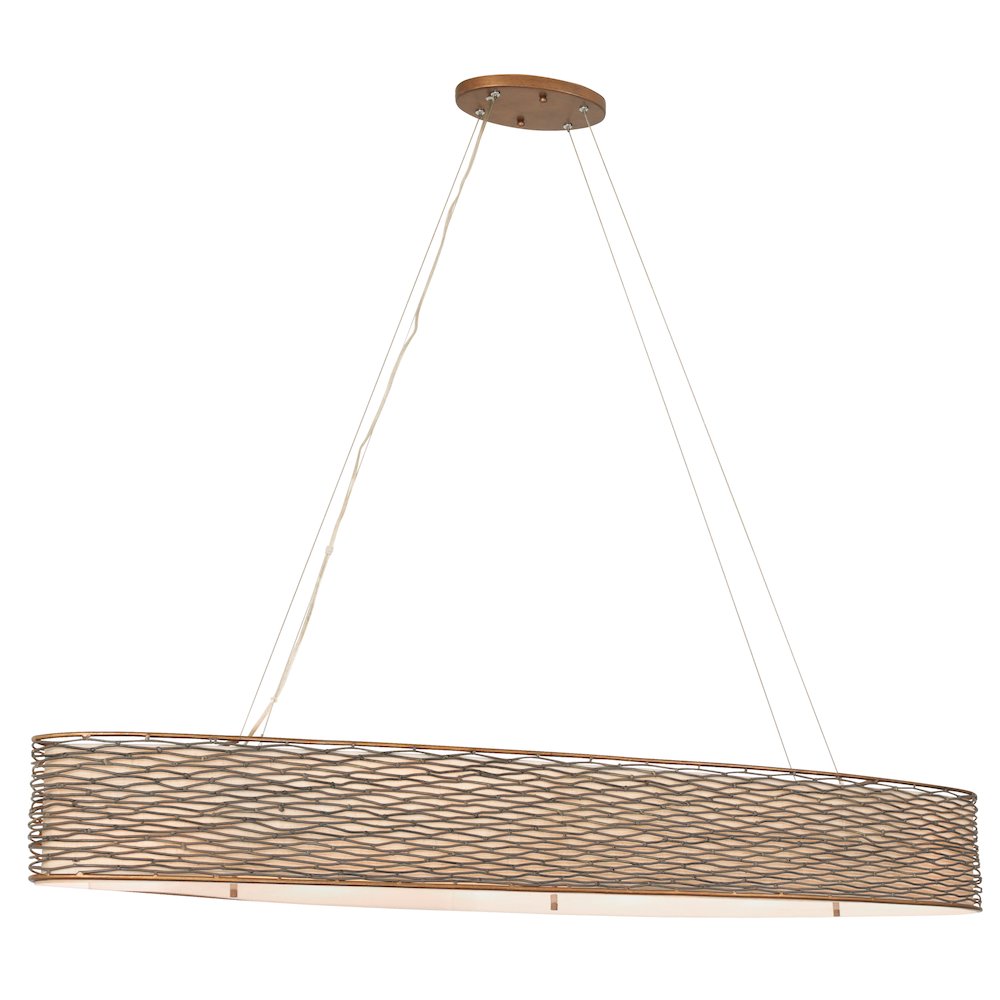 Flow 6-Lt Oval Linear Pendant w/Fabric Shade - Hammered Ore. Picture 1