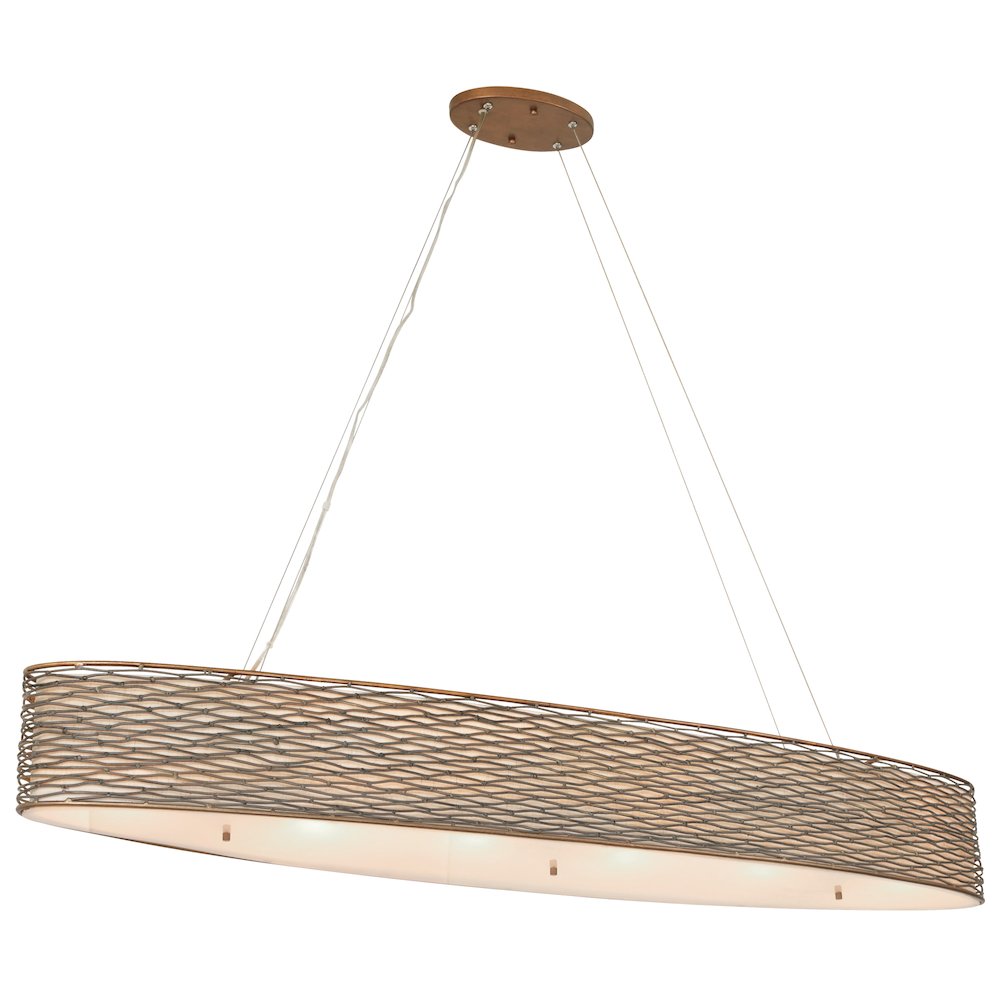 Flow 6-Lt Oval Linear Pendant w/Fabric Shade - Hammered Ore. Picture 2