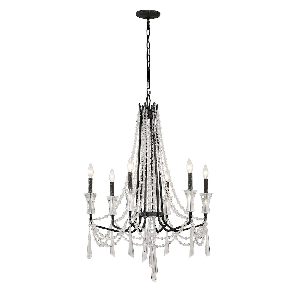 Barcelona 6-Lt Crystal Chandelier - Onyx. Picture 1