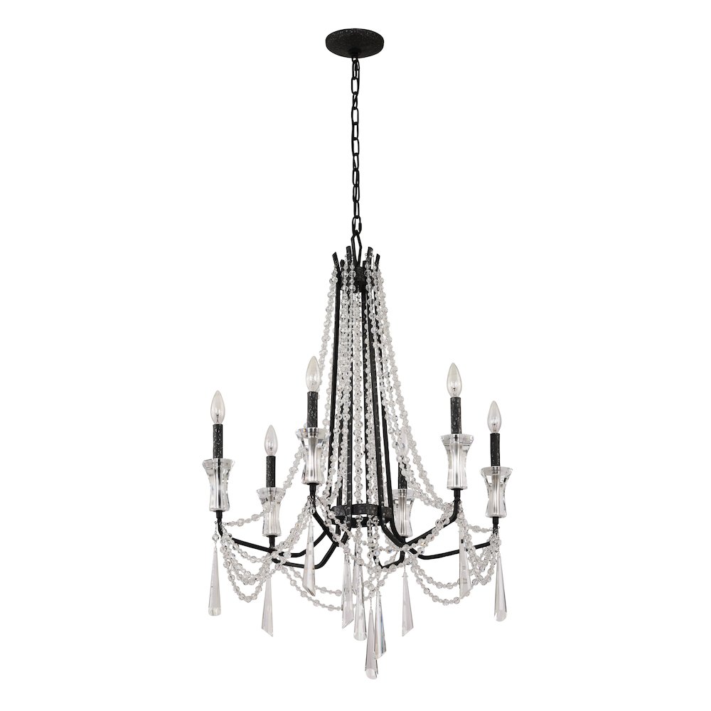 Barcelona 6-Lt Crystal Chandelier - Onyx. Picture 3