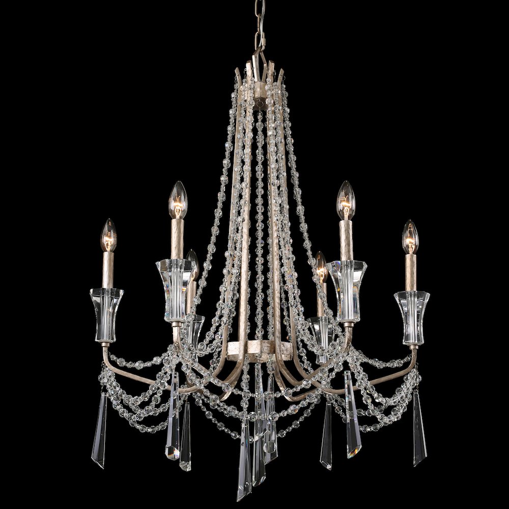 Barcelona 6-Lt Crystal Chandelier - Transcend Silver. Picture 1